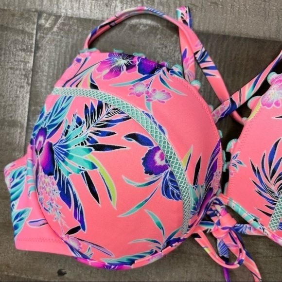 NWOT Shade & Shore Tropical Print Bikini Top - Picture 6 of 12